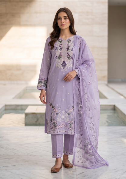 Rise By Anaya Noor Heavy Plain Emb Lawn 3PC