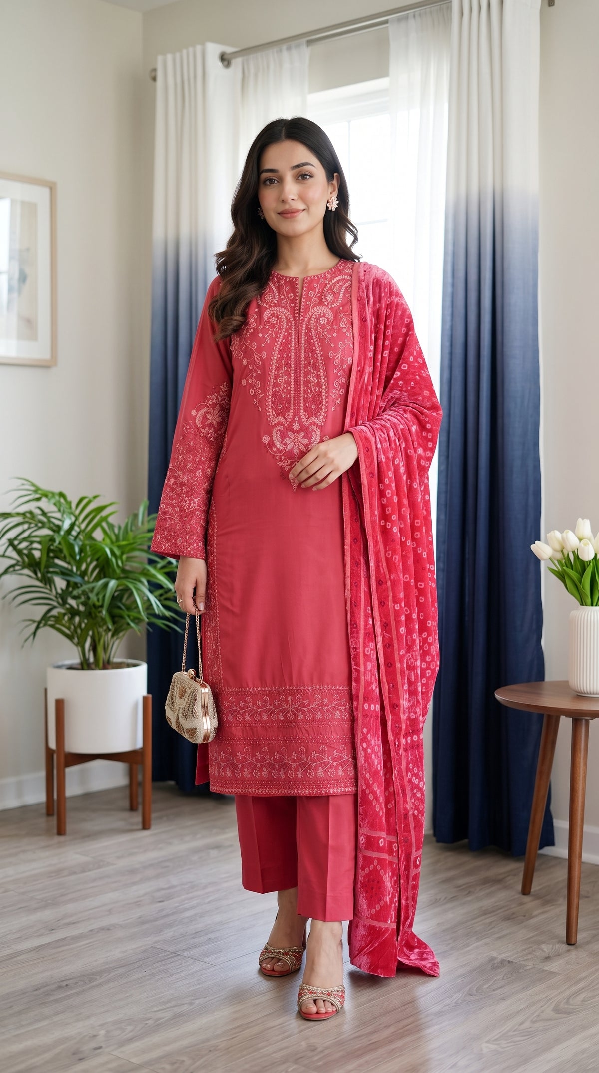 Zeenat By Anaya Noor Emb Dhanak With Palchi Shawl 3PC