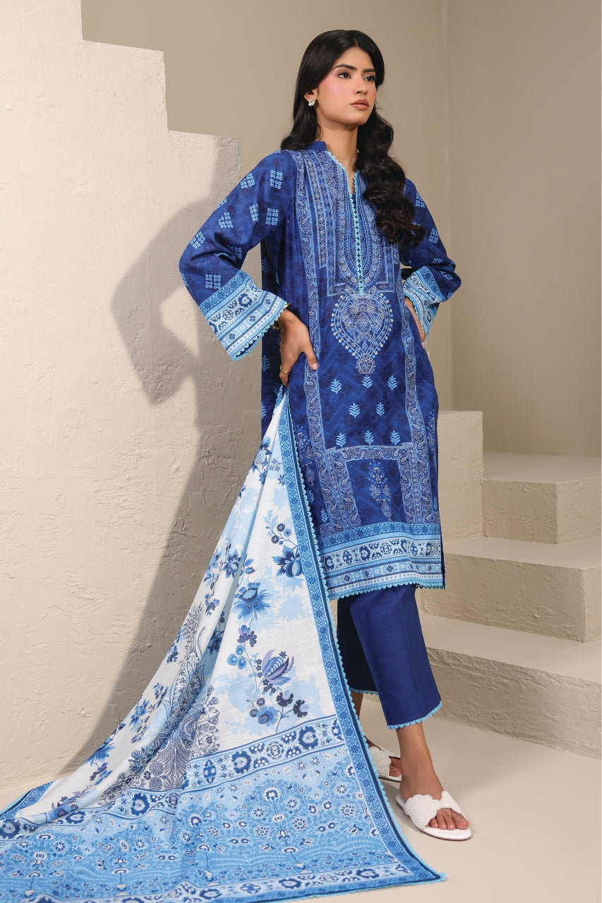 Raqs By Uneq Digital Printed Slub Khaddar 3PC