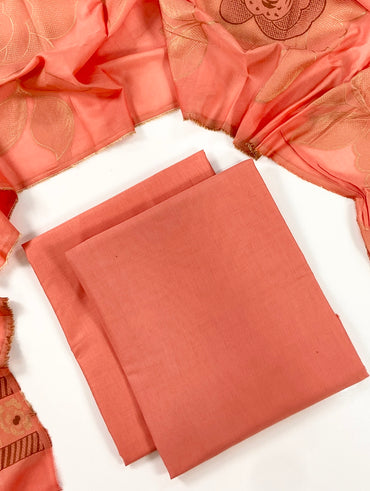 Self Jacquard Voil Shawl 3PC Unstitched