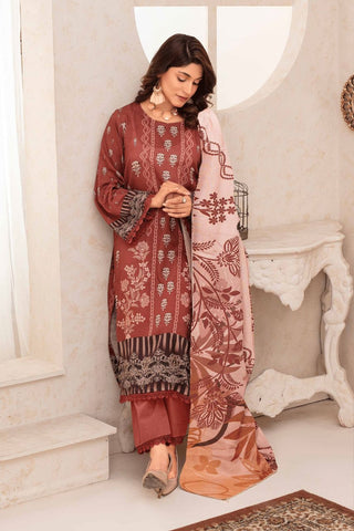 Falak By Feroza Printed Slub Linen-3PC