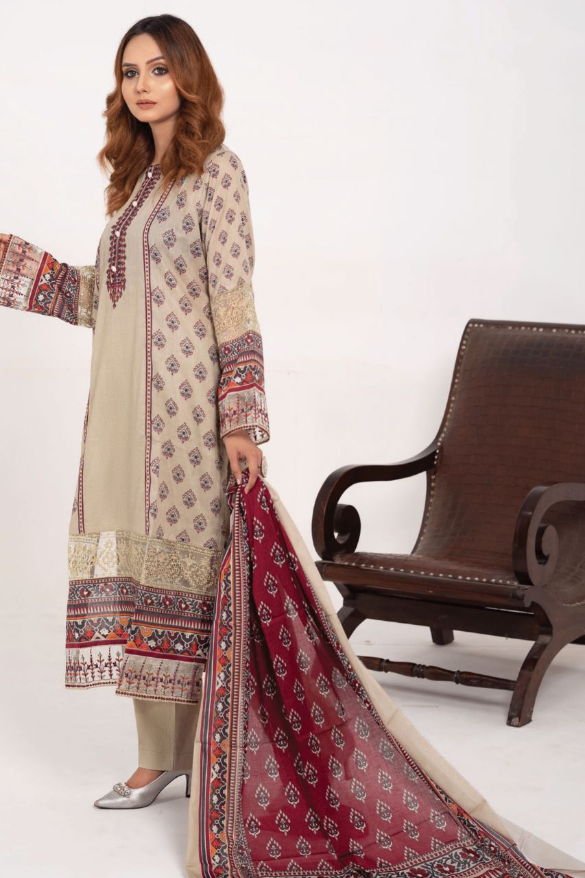 Gull-e-Noor By Anaya Noor Prints & Emb Patch Lawn 3-PC