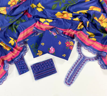 Charizma Printed Slub Khaddar With Emb Patches 3PC