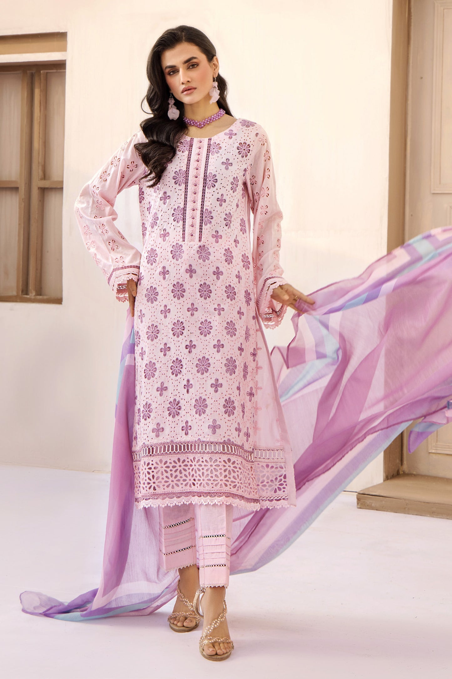 Alora By Adan Libas Embroidered Schiffli 3PC