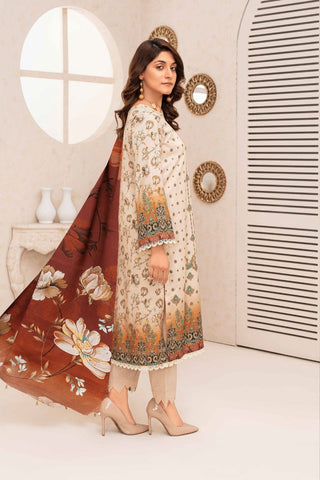 Falak By Feroza Printed Slub Linen-3PC