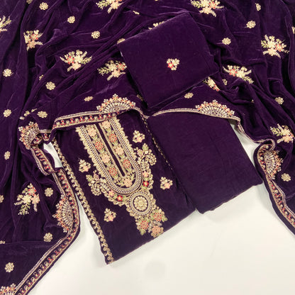 Maria B Luxury Velvet Embroidered Suit – 3PC