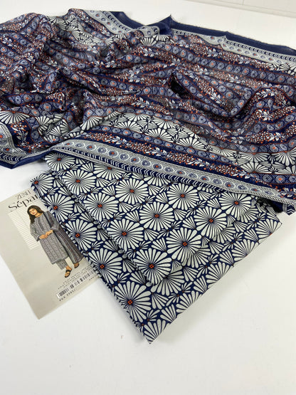 Zesh Printed lawn 3-PC