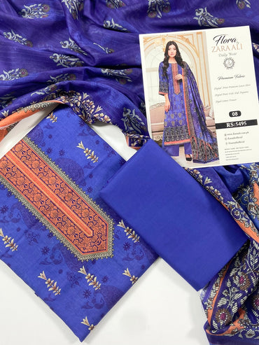 Flora By Zara Ali Printed Lawn 3PC