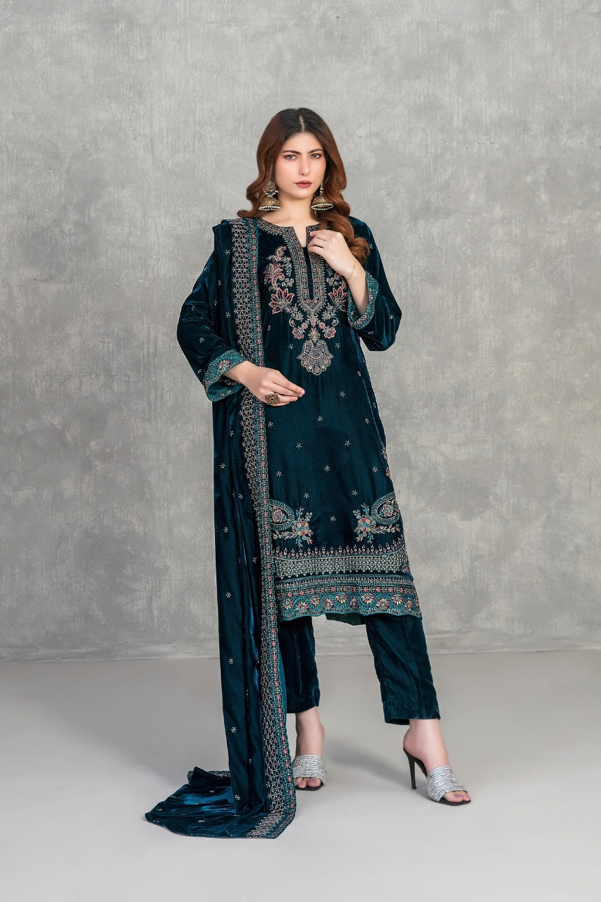Sincera By Tawakkal Luxury Fancy Emb Cutdana Velvet 3PC