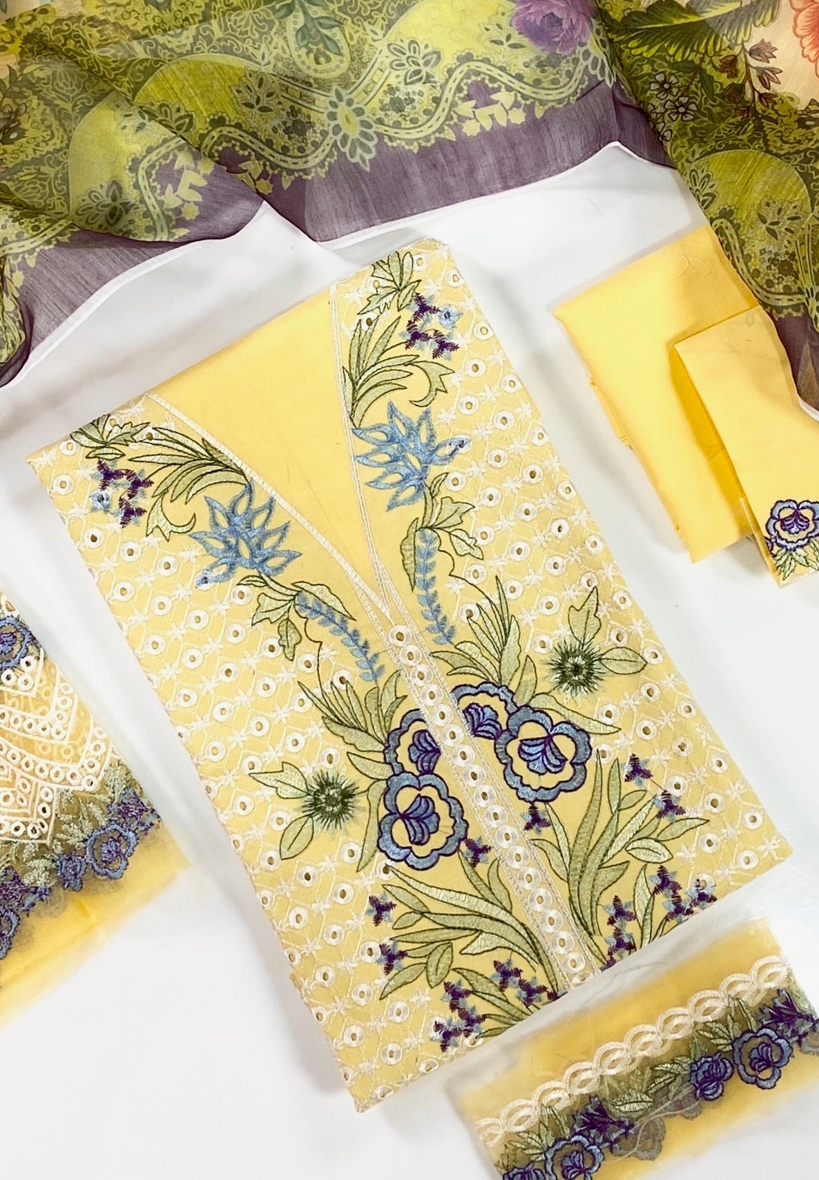 Jade Plain Embroidered Lawn 3PC