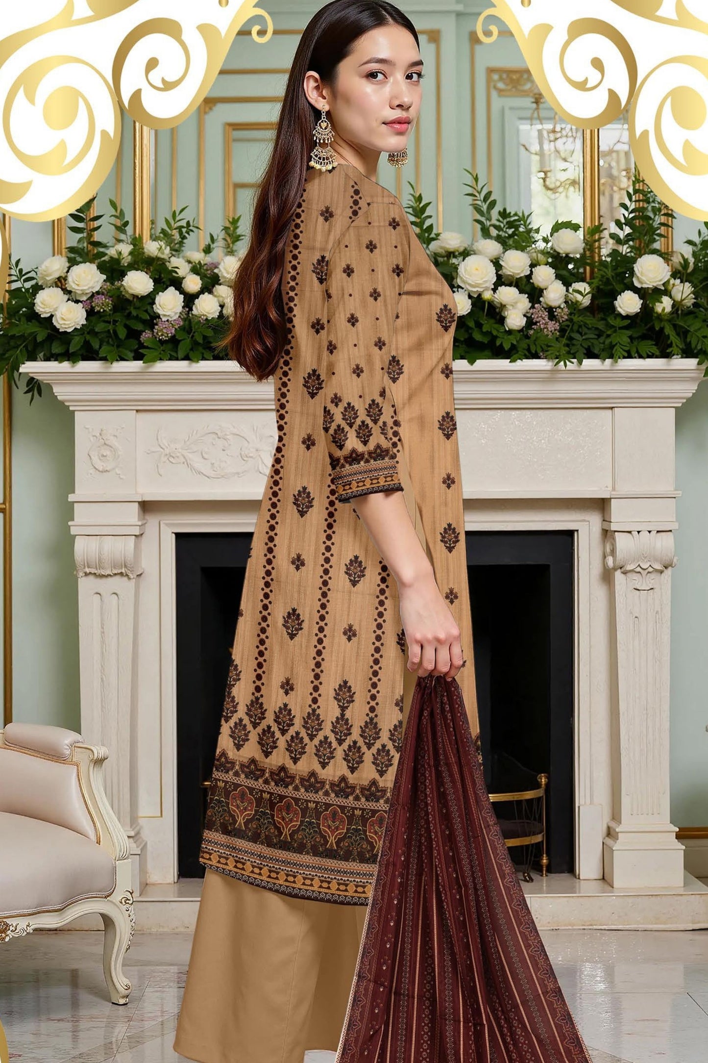 Flora By Zara Ali Printed Lawn 3PC