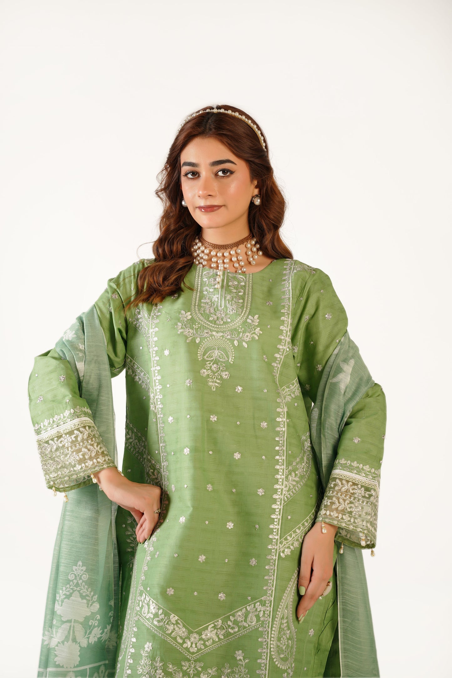 Maria B Fancy Jacquard Cotton Emb 3PC