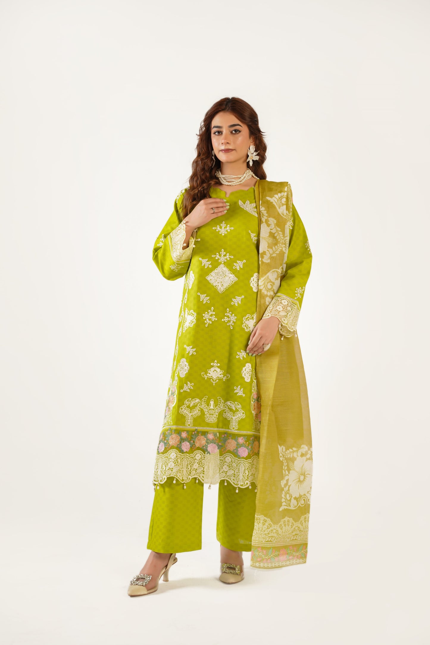 Sapphire Fancy Jacquard Cotton Emb 3PC