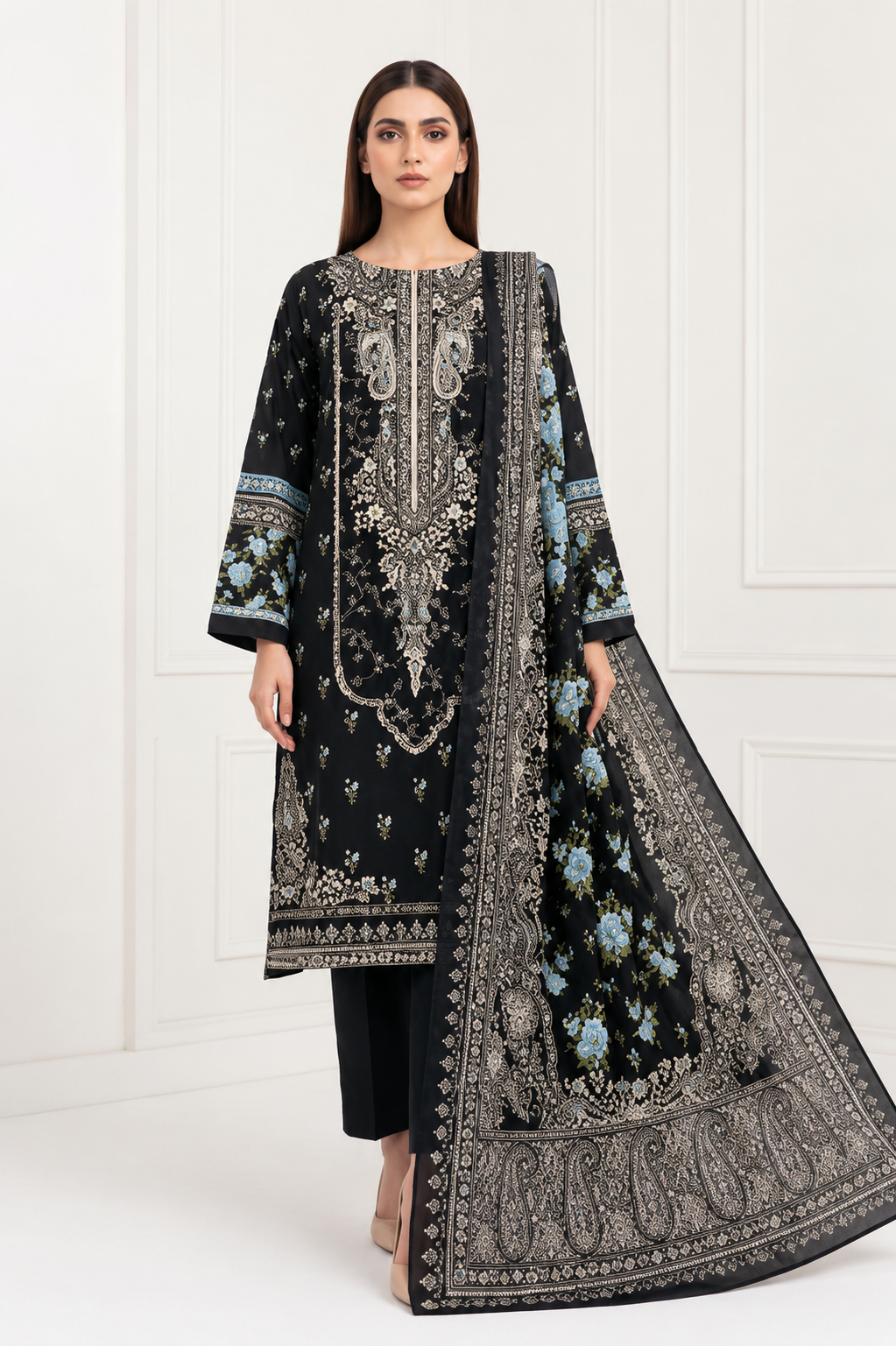 Anaya Digital Printed Linen 3PC