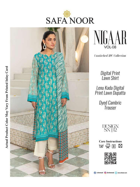 Safa Noor Digital Printed Lawn 3-PC