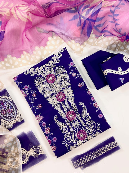 Mushq Plain Embroidered Lawn 3PC