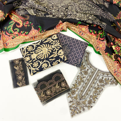 Maria B Printed Linen With Emb Patches 3PC