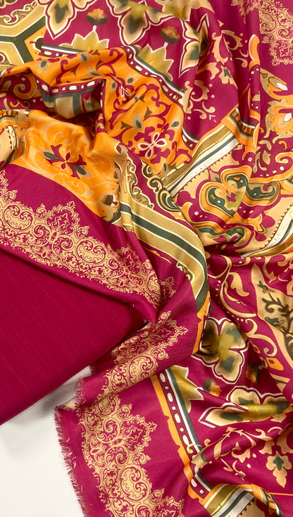 Maria B Khaddar Dyed Matching Suit With Wool Shawl-3PC