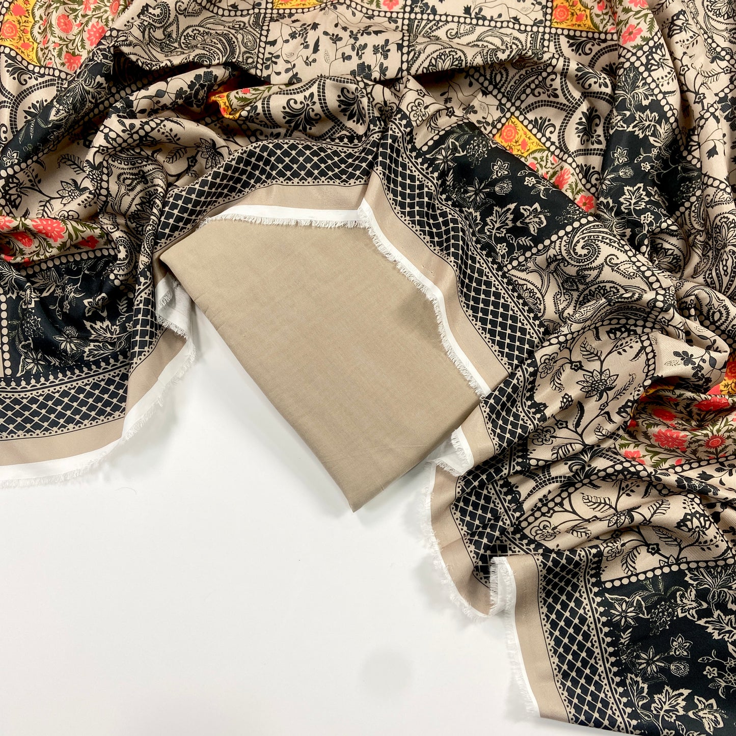 Maria B Linen Dyed Matching Suit With Wool Shawl-3PC