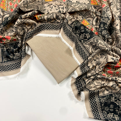 Maria B Linen Dyed Matching Suit With Wool Shawl-3PC