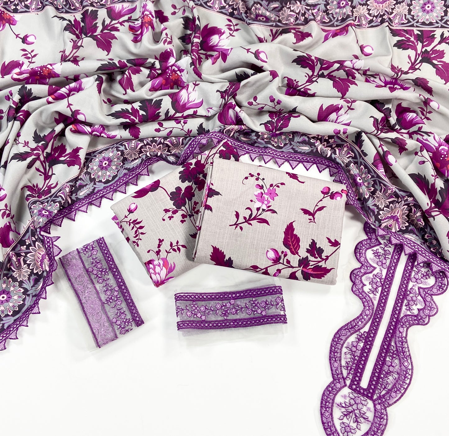 Aneelas Printed Slub Khaddar With Emb Patches 3PC