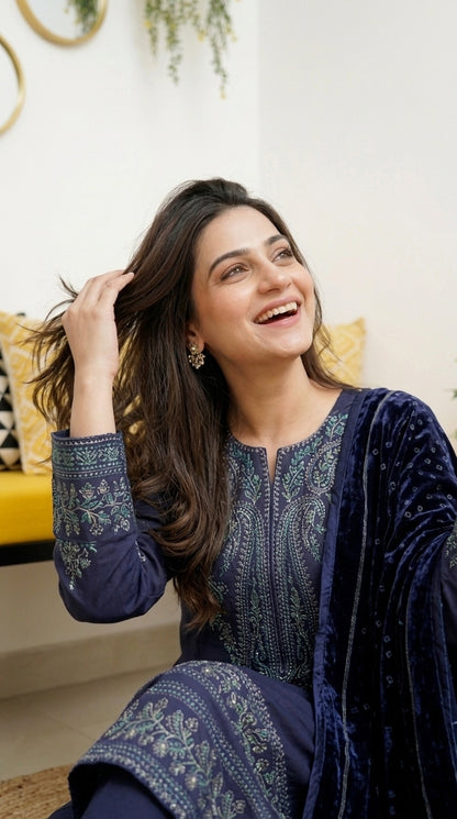 Zeenat By Anaya Noor Emb Dhanak With Palchi Shawl 3PC