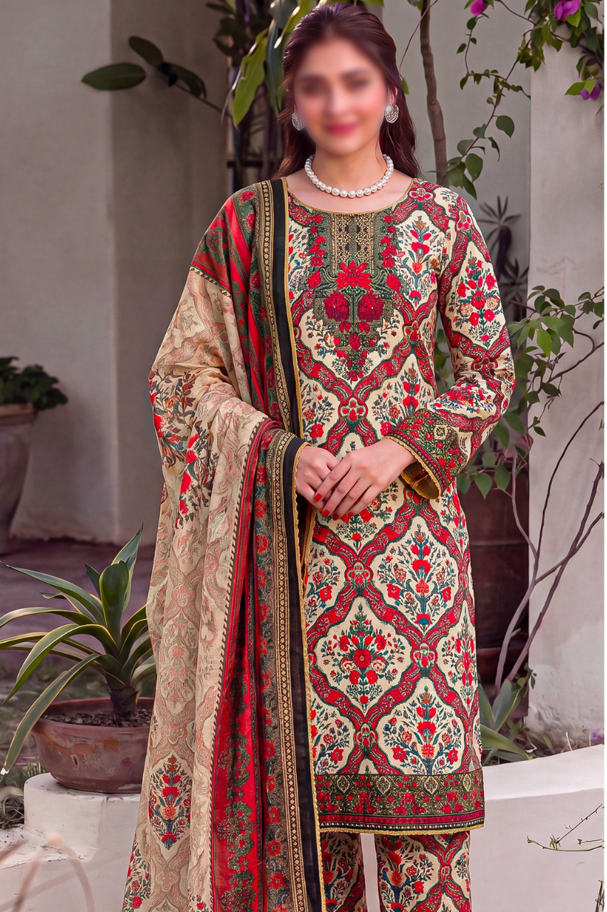 Asifa Nabeel Shamoz Silk With Emb Patches 3PC
