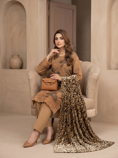 Luxuria By Anaya Noor Heavy Emb Dhanak With Plachi Shawl 3PC