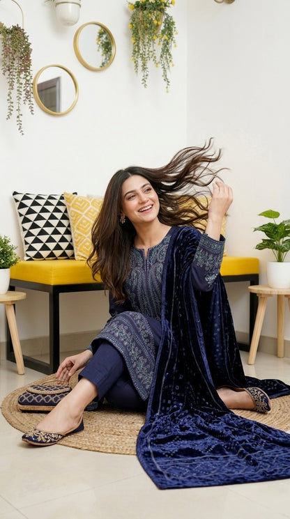 Zeenat By Anaya Noor Emb Dhanak With Palchi Shawl 3PC
