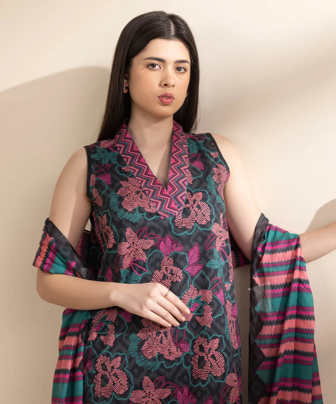 Sapphire Digital Printed Linen 3-PC