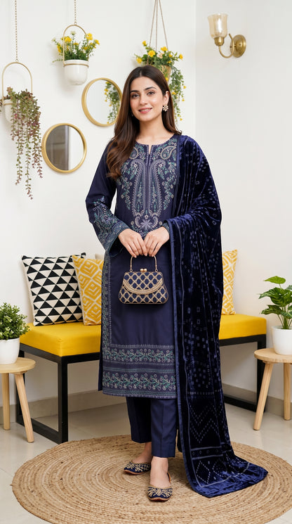 Zeenat By Anaya Noor Emb Dhanak With Palchi Shawl 3PC
