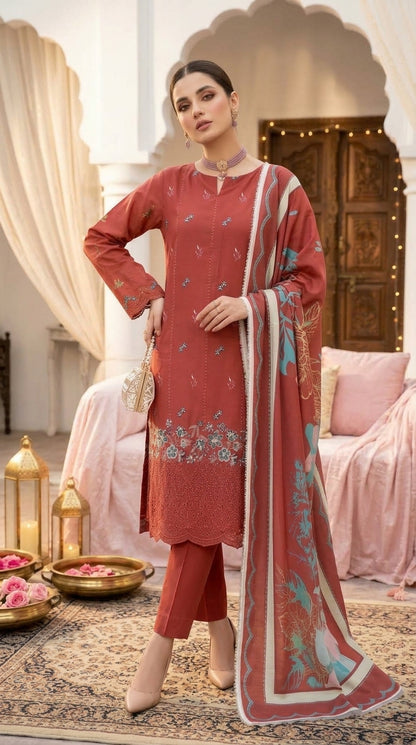 Hurab By Anaya Noor Heavy Emb Viscose 3PC