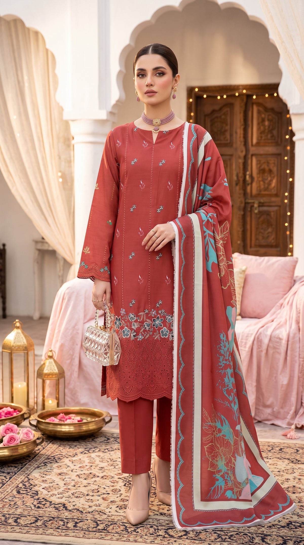 Hurab By Anaya Noor Heavy Emb Viscose 3PC