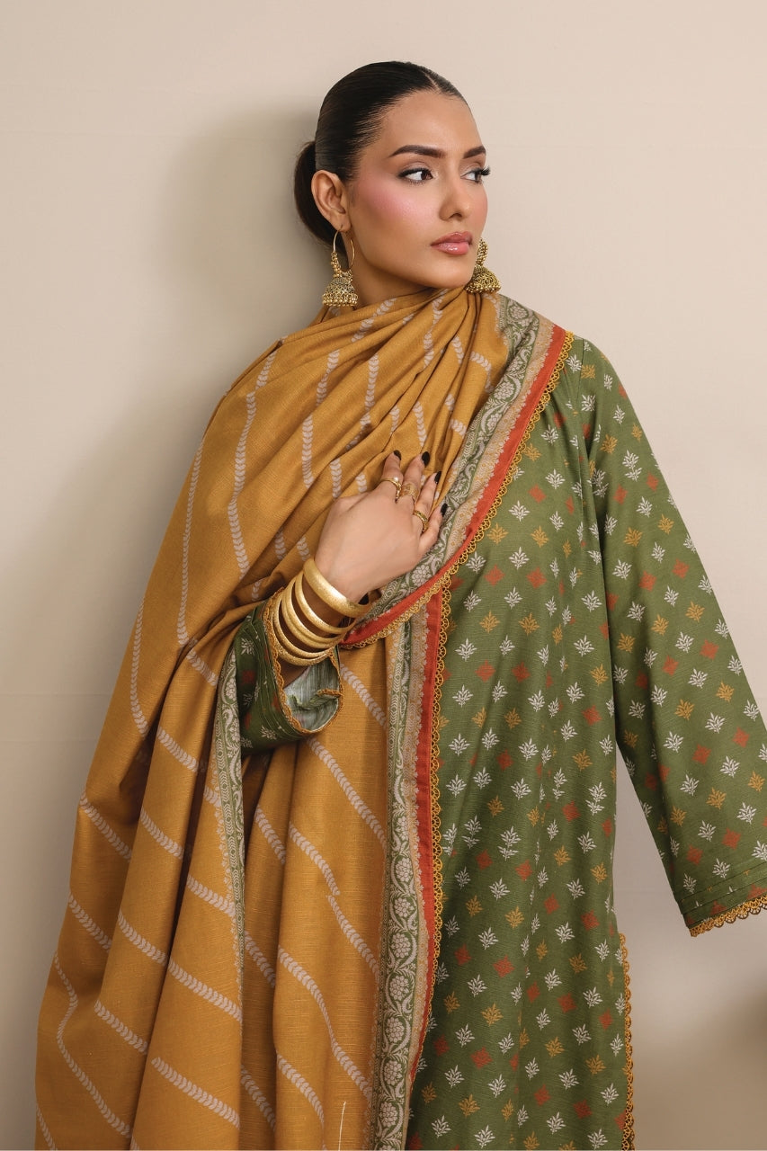 Raqs By Uneq Digital Printed Slub Khaddar 3PC