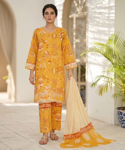 Sahiba By Pak Fabrics Printed & Emb Chickenkari Lawn 3PC