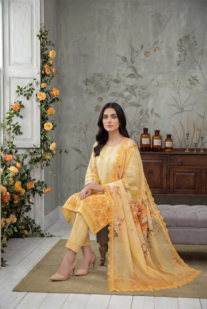 Zevek By Anaya Noor Printed & Chickenkari Lawn 3PC