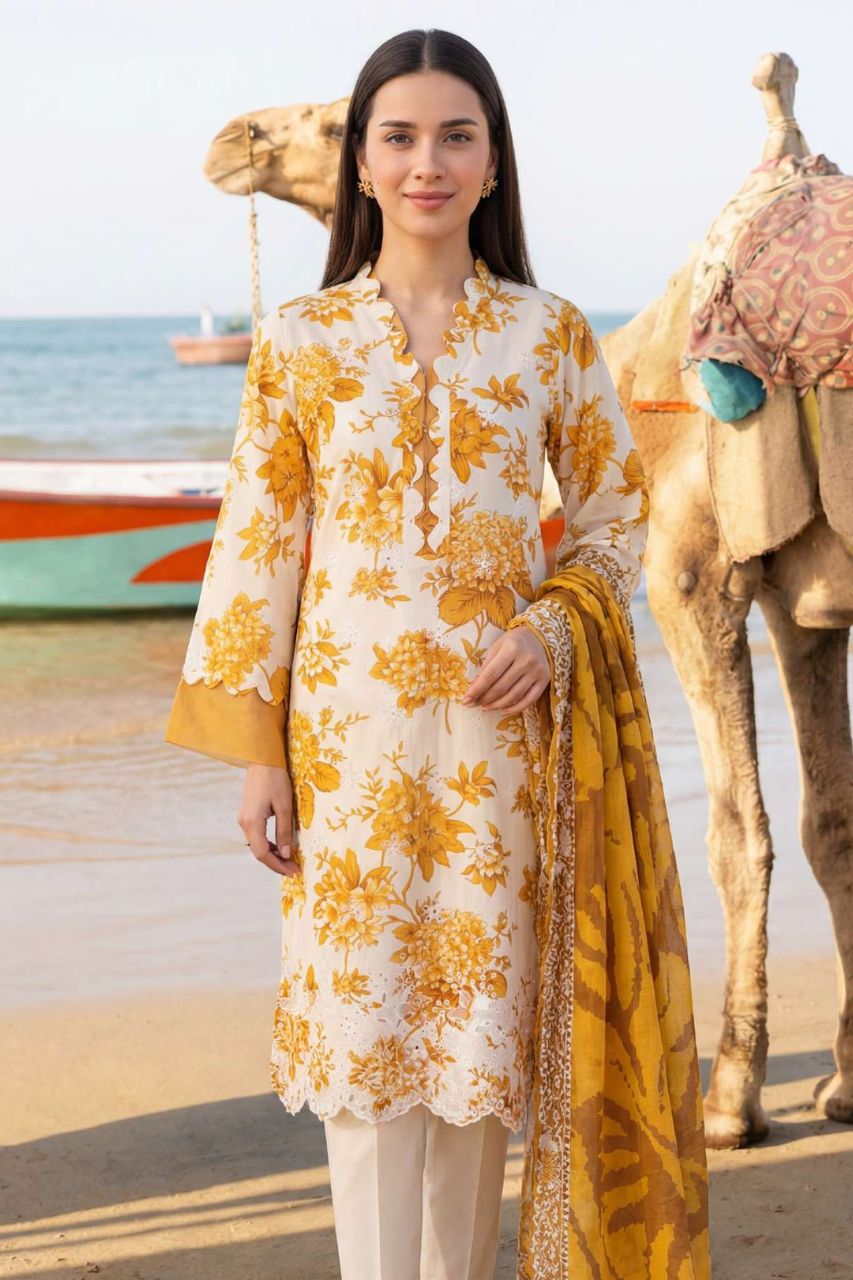 Umang By Motifz Schiffli Emb Lawn 3PC