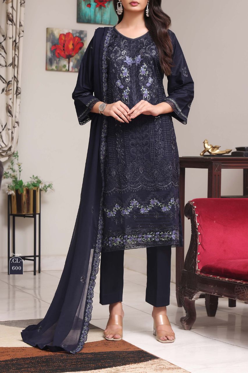 Meherma Luxury Embroidered Chickenkari Lawn 3PC