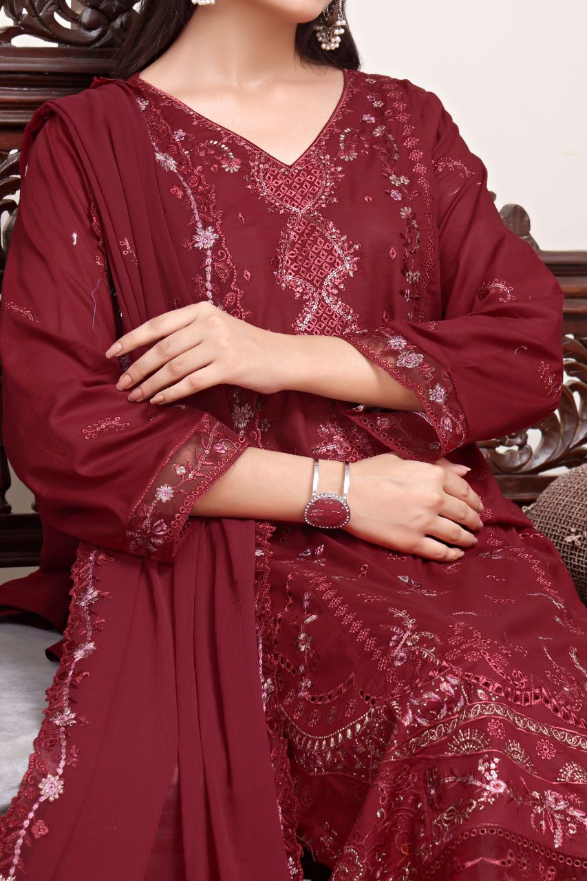 Meherma Luxury Embroidered Chickenkari Lawn 3PC