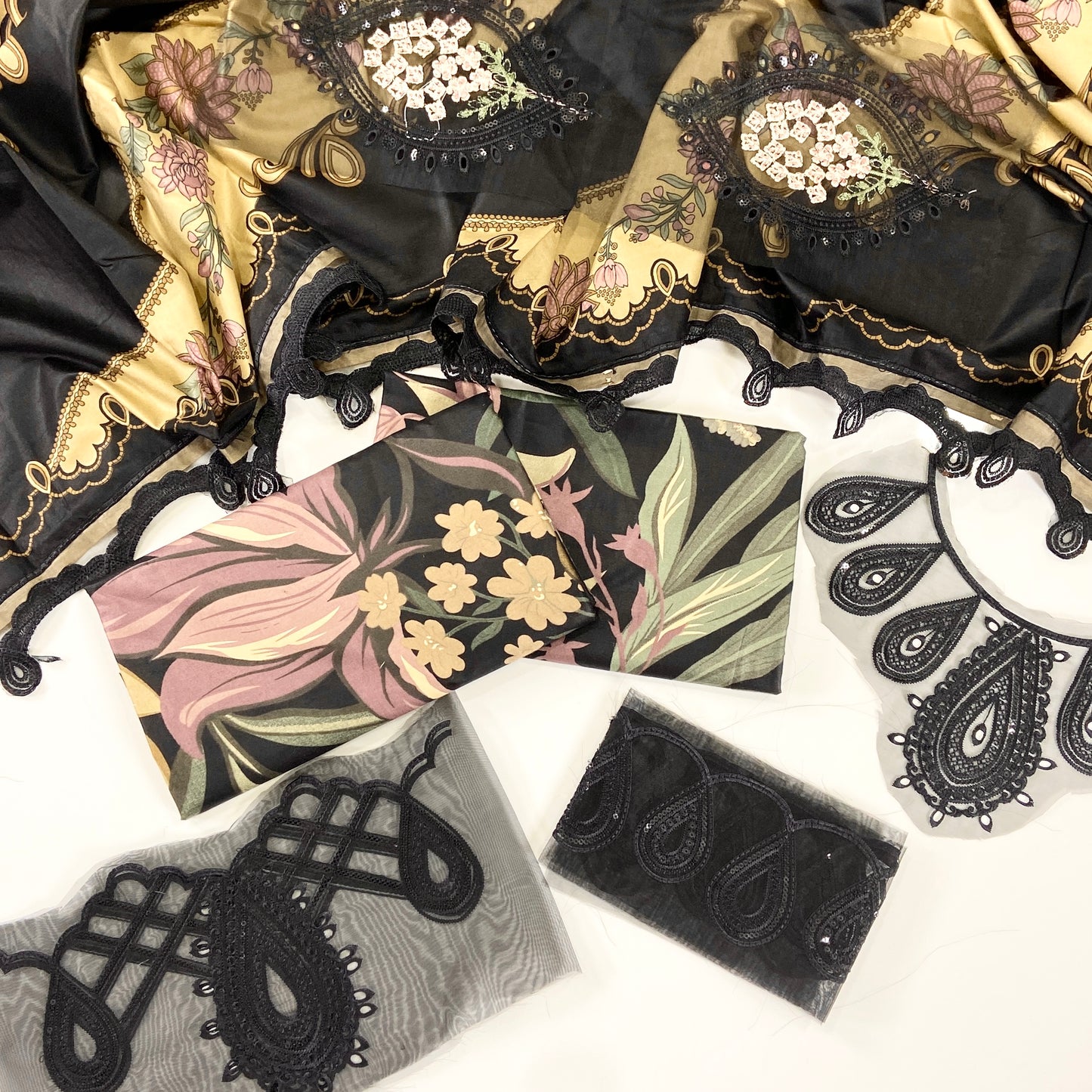 Baroque Printed Linen With Emb Patches 3PC