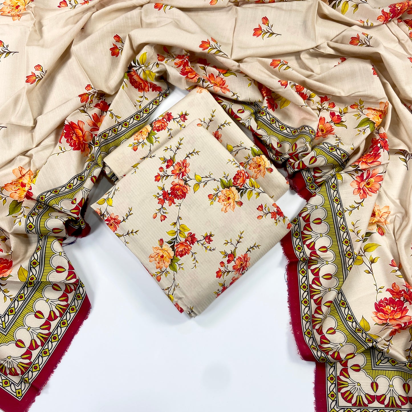 Anaya Noor Printed Bana Dora Slub Linen 3PC