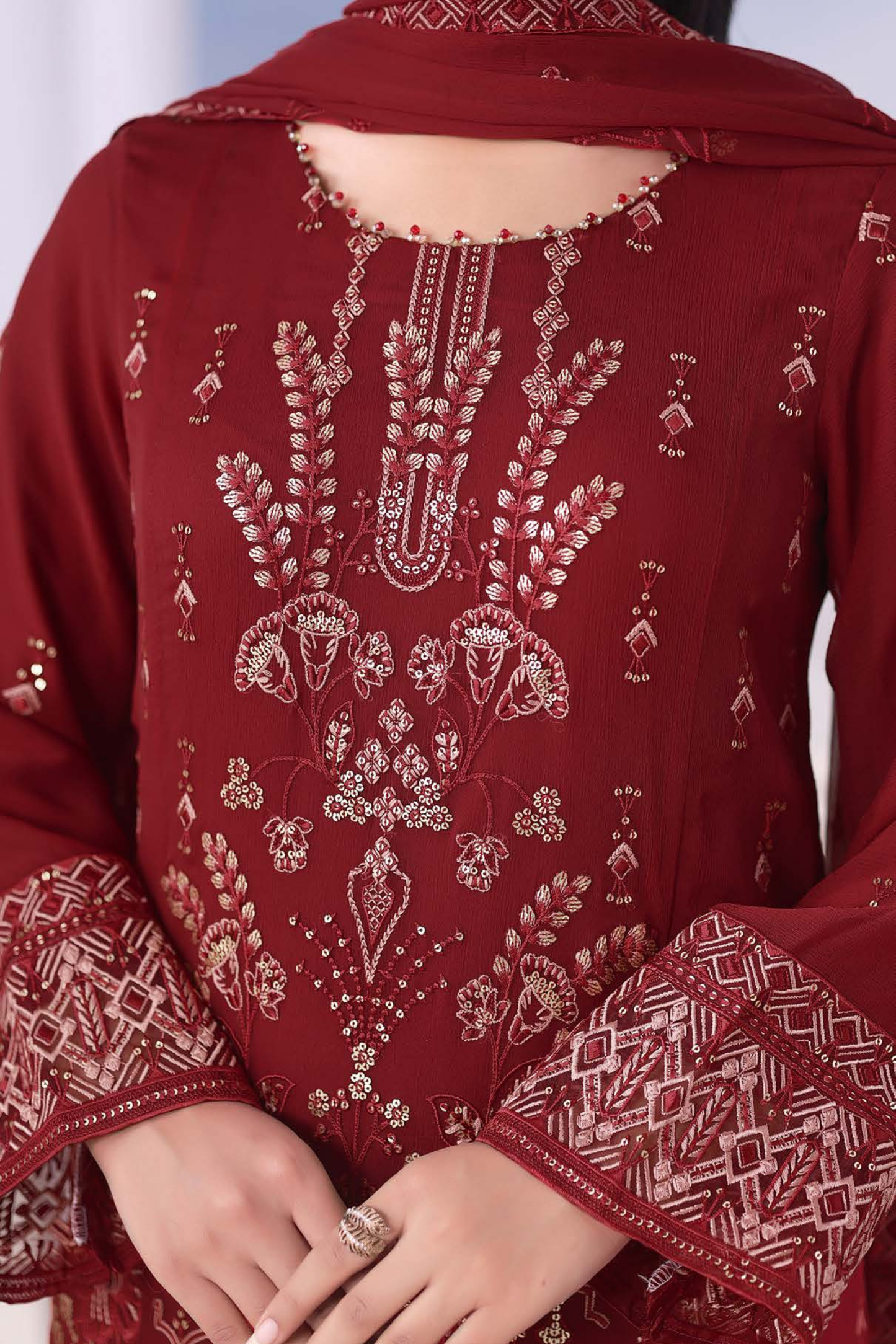 Meher Bano | Pak Fabrics | Luxe | Chiffon-3PC