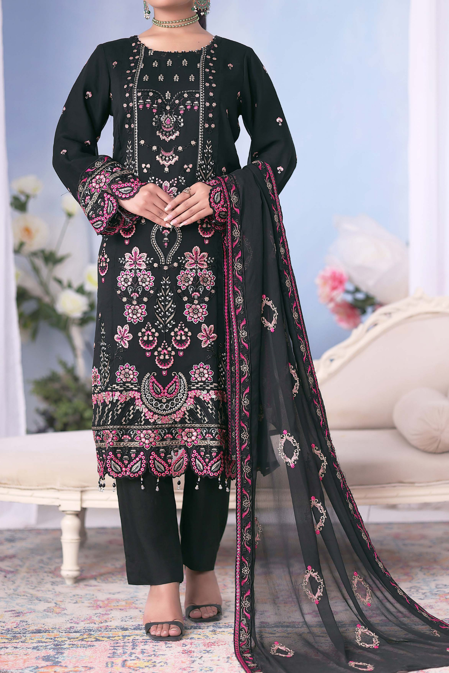 Meher Bano | Pak Fabrics | Luxe | Chiffon-3PC