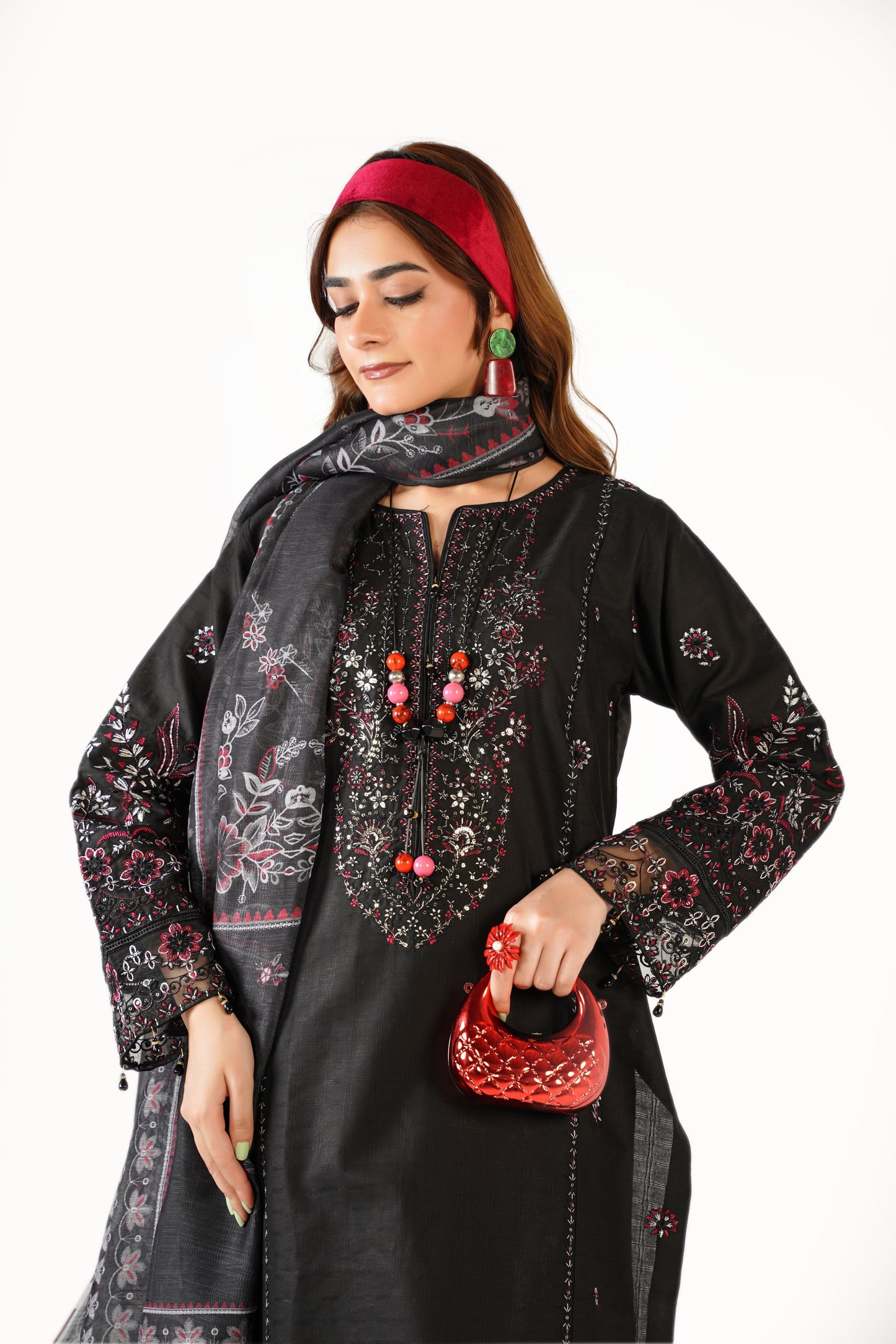 Maria B Fancy Jacquard Cotton Emb 3PC