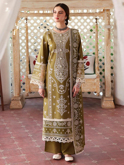 Mahnur Plain Embroidered Lawn 3PC