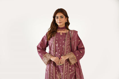 Anaya Noor Fancy Jacquard Cotton Emb-3PC