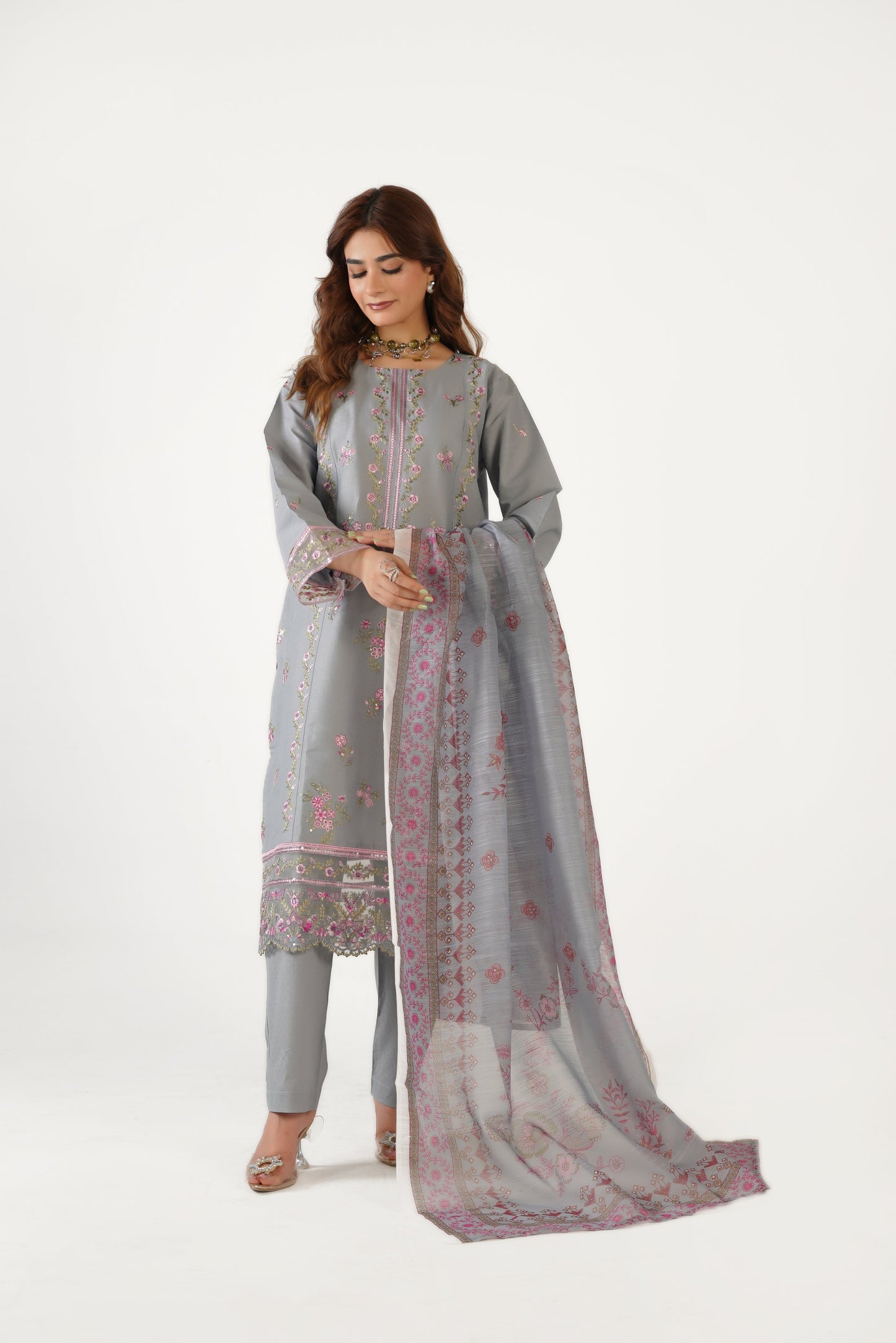 Anaya Noor Fancy Jacquard Cotton Emb 3PC