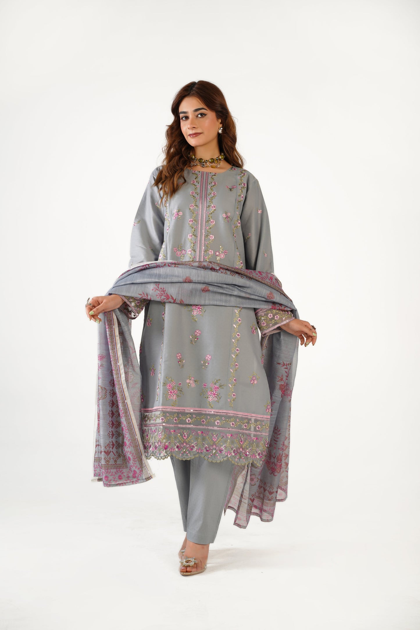 Anaya Noor Fancy Jacquard Cotton Emb 3PC