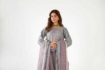Anaya Noor Fancy Jacquard Cotton Emb 3PC