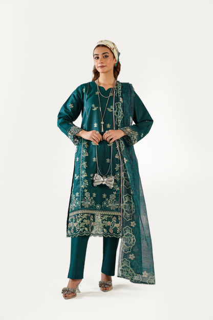 Anaya Noor Fancy Jacquard Cotton Emb 3PC